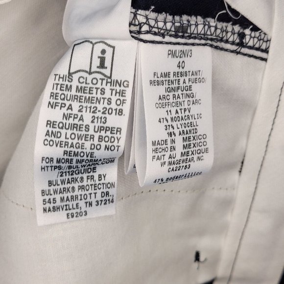 BULWARK FR Cargo Pants Men's Size Measures 40x30 Navy Flame Resistant - Picture 6 of 11